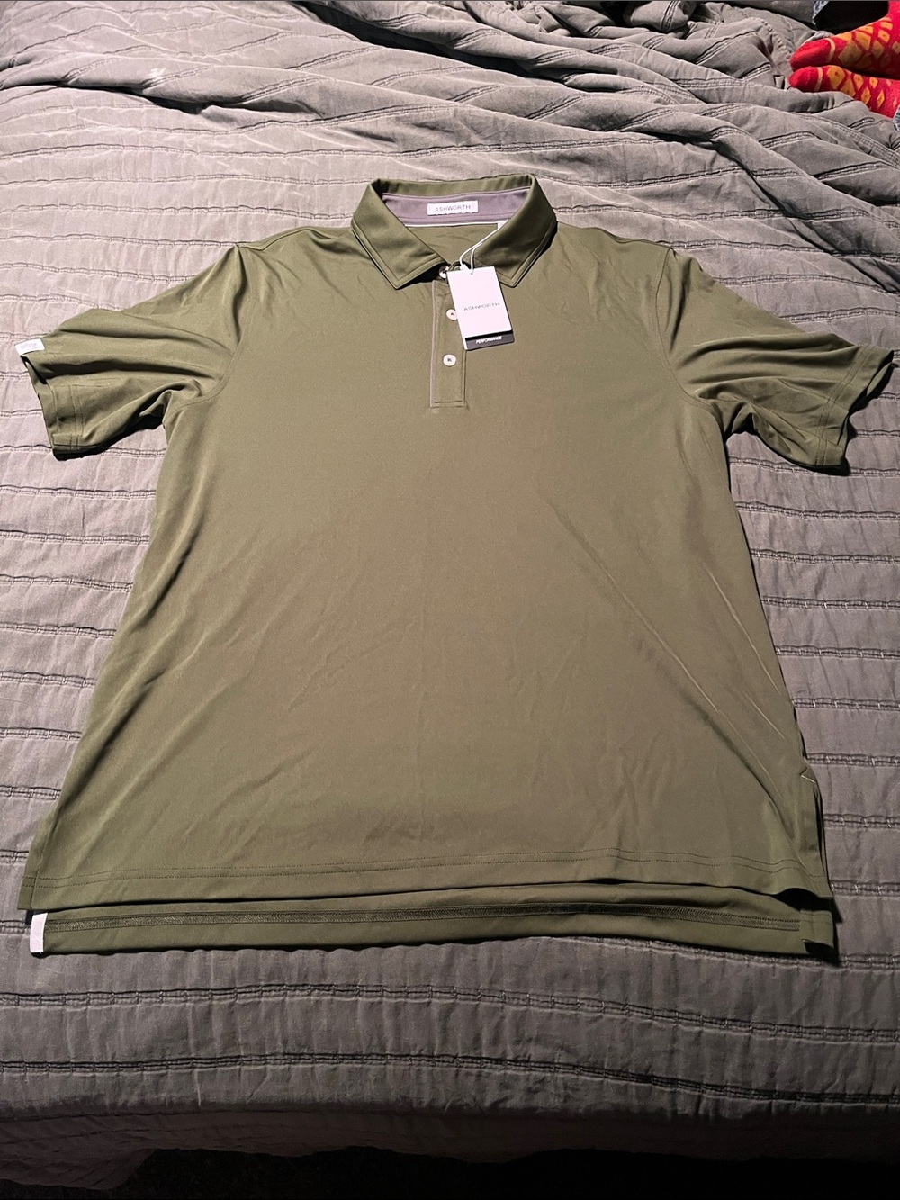 NWT Ashworths Men's Olive Green Polo Shirt L